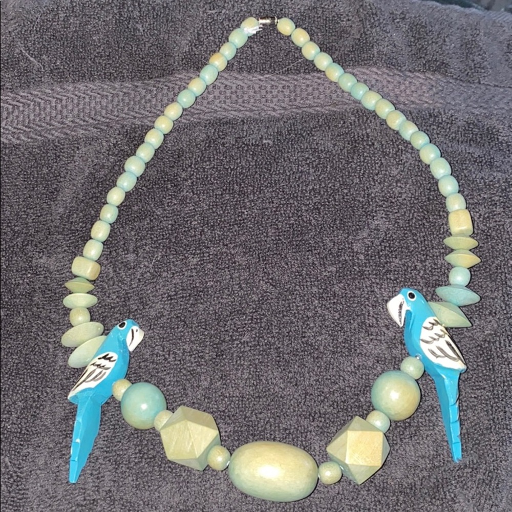 Vintage Parrot Wood Necklace